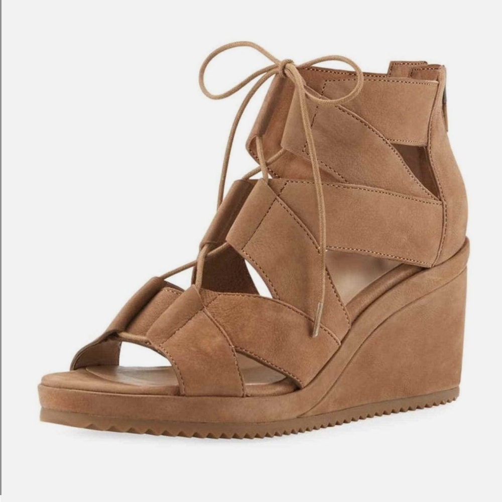 Eileen Fisher Wedged Sandals with lace-up styling size 6